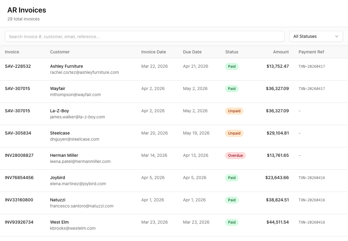 A preview of the Database web app